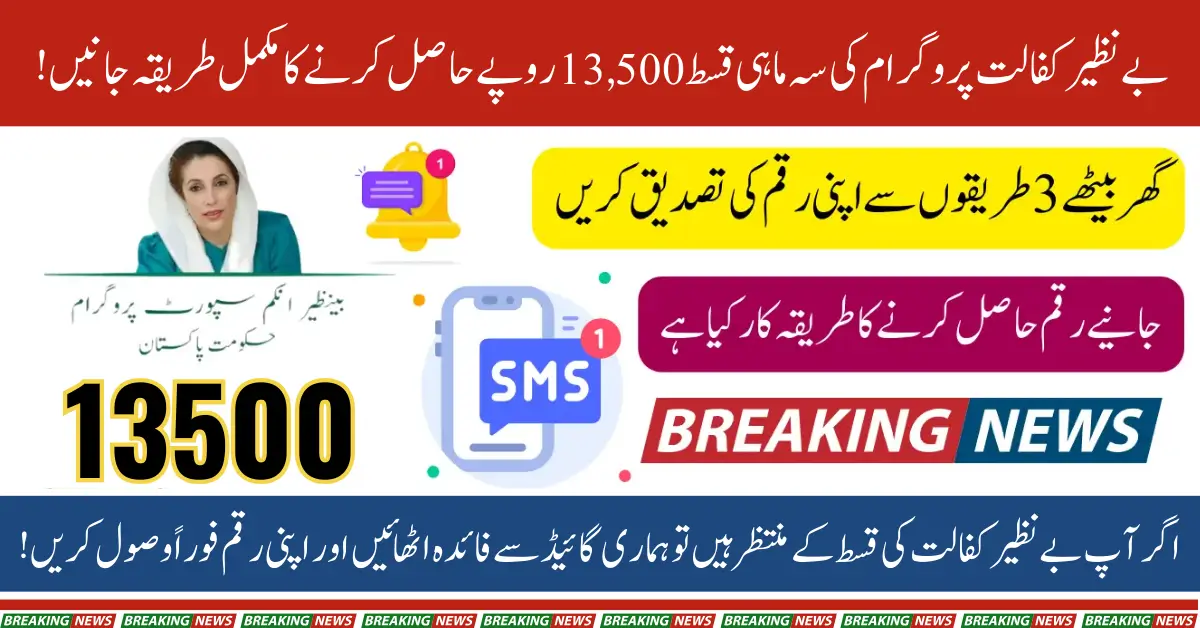 Benazir Kafaalat Quarterly Installment 13500: Check By CNIC Via 8171 SMS Portal 2025