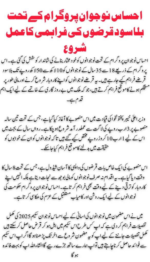 Ehsaas Naujawan Program 2025: Interest-Free Loans Provision Process start for Youth Empowerment