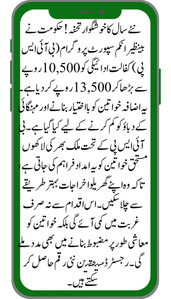 New Year Surprise BISP Kafaalat Payment Increase from 10,500 to 13,500 for Empowering Women
