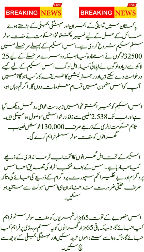 Over 2.5 Million Applications for Free Solar System Scheme in Khyber Pakhtunkhwa