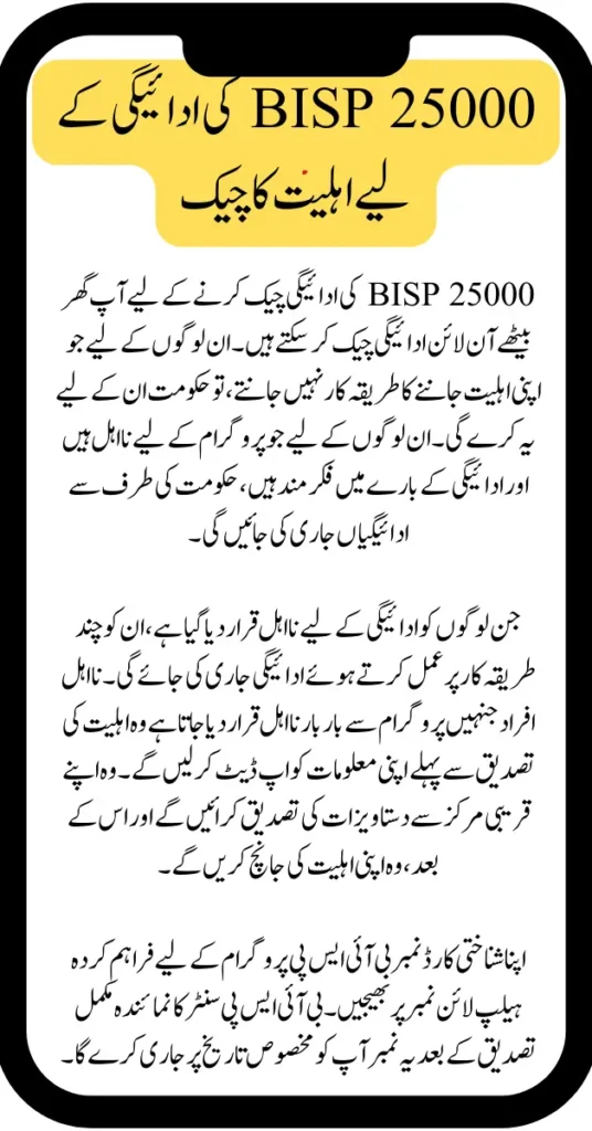 Check BISP 25000 Payment Online for Eligibile Persons