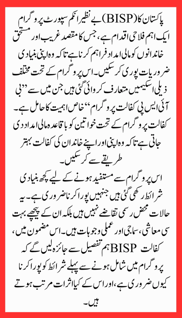 Why is it Important to Meet the Terms & Conditions Before Joining 8171 BISP Kafaalat Program