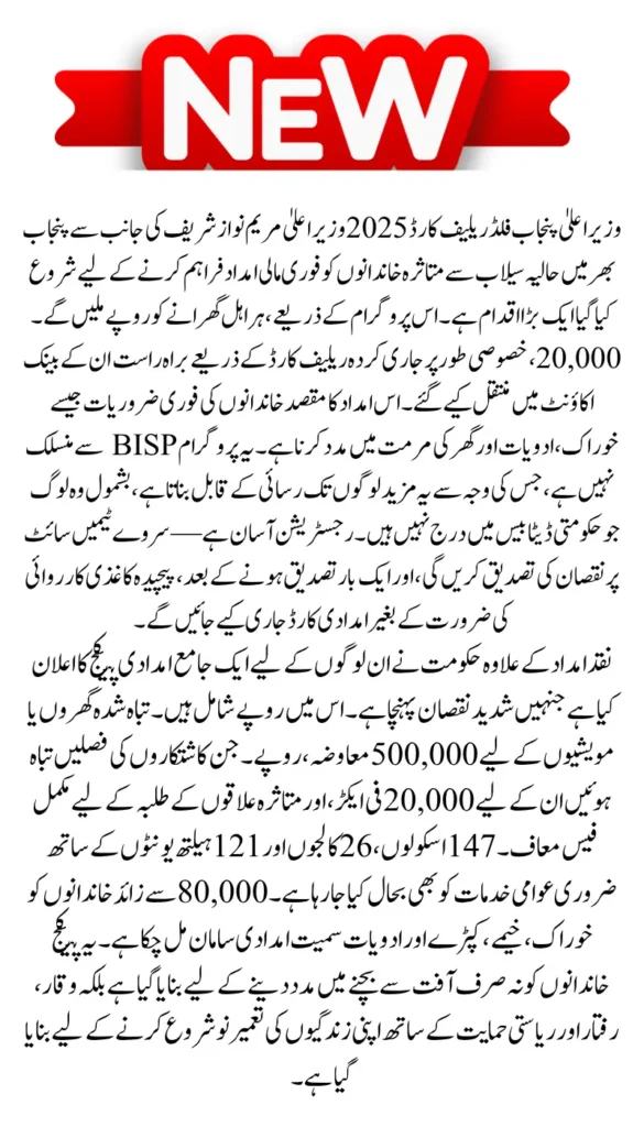 CM Punjab Flood Relief Card 2025: Online Registration Open for Immediate Financial Aid