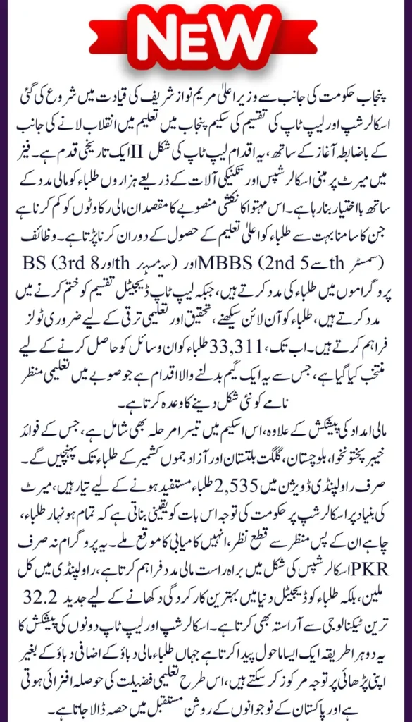 Scholarship and Laptop Distribution: Punjab Government’s Historic Move